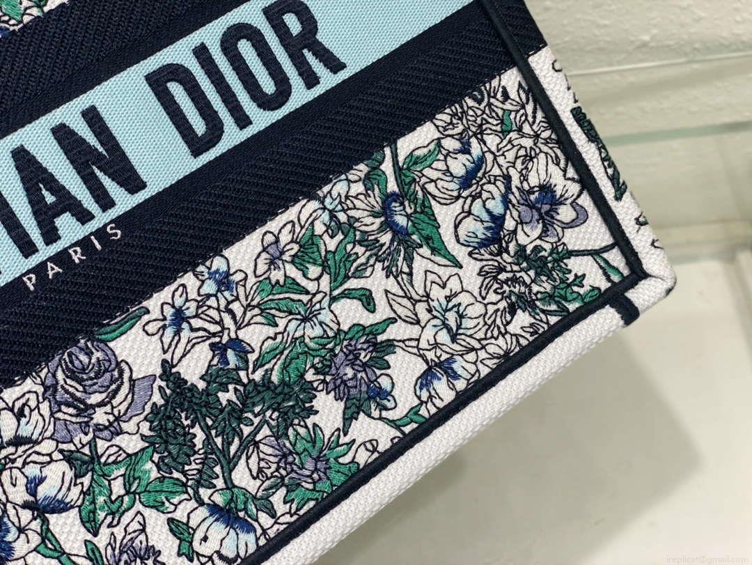 Dior Book Tote M1296 Medium Latte Multicolor Dior Jardin d’Hiver Embroidery M0089
