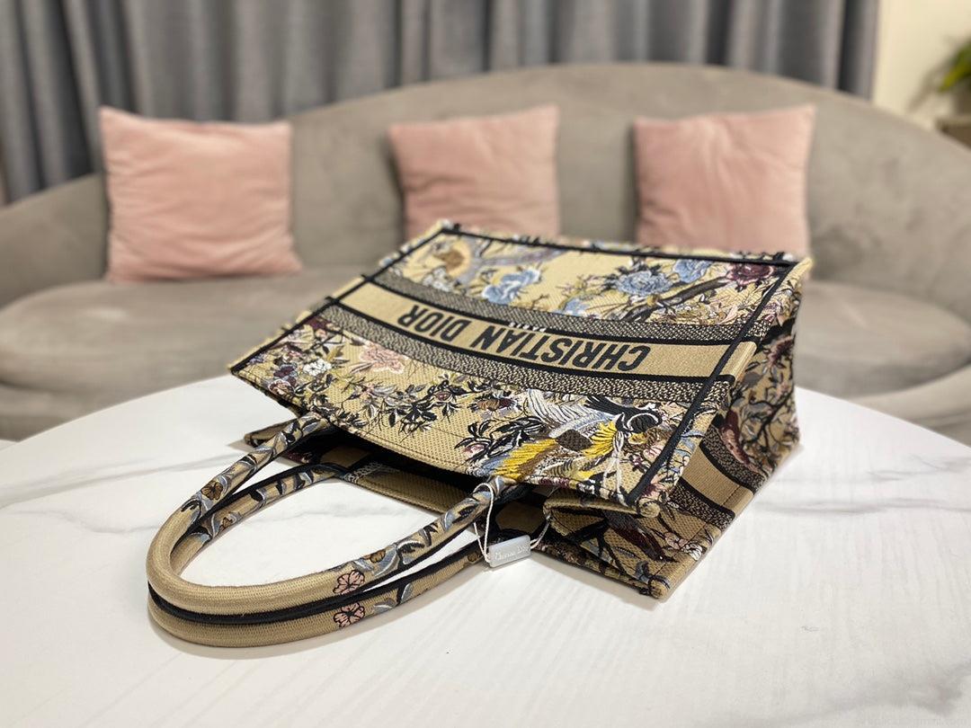 Dior Book Tote M1296 Medium Latte Multicolor Dior Jardin d’Hiver Embroidery M0090