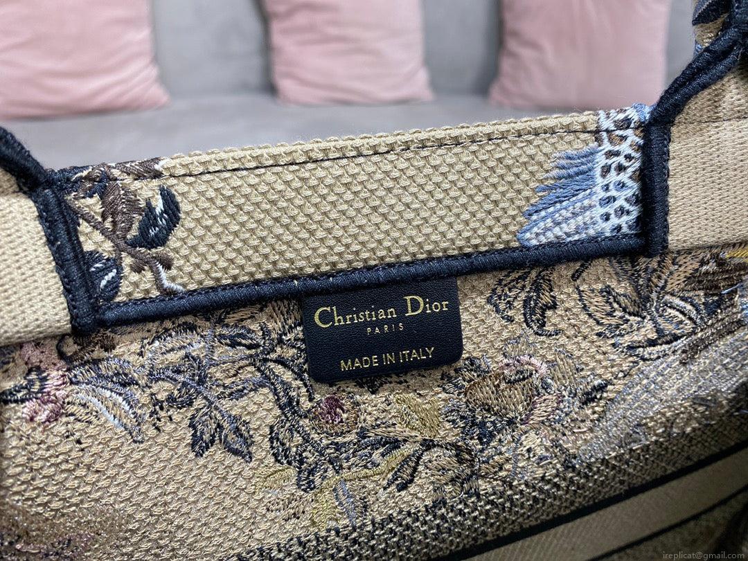 Dior Book Tote M1296 Medium Latte Multicolor Dior Jardin d’Hiver Embroidery M0090