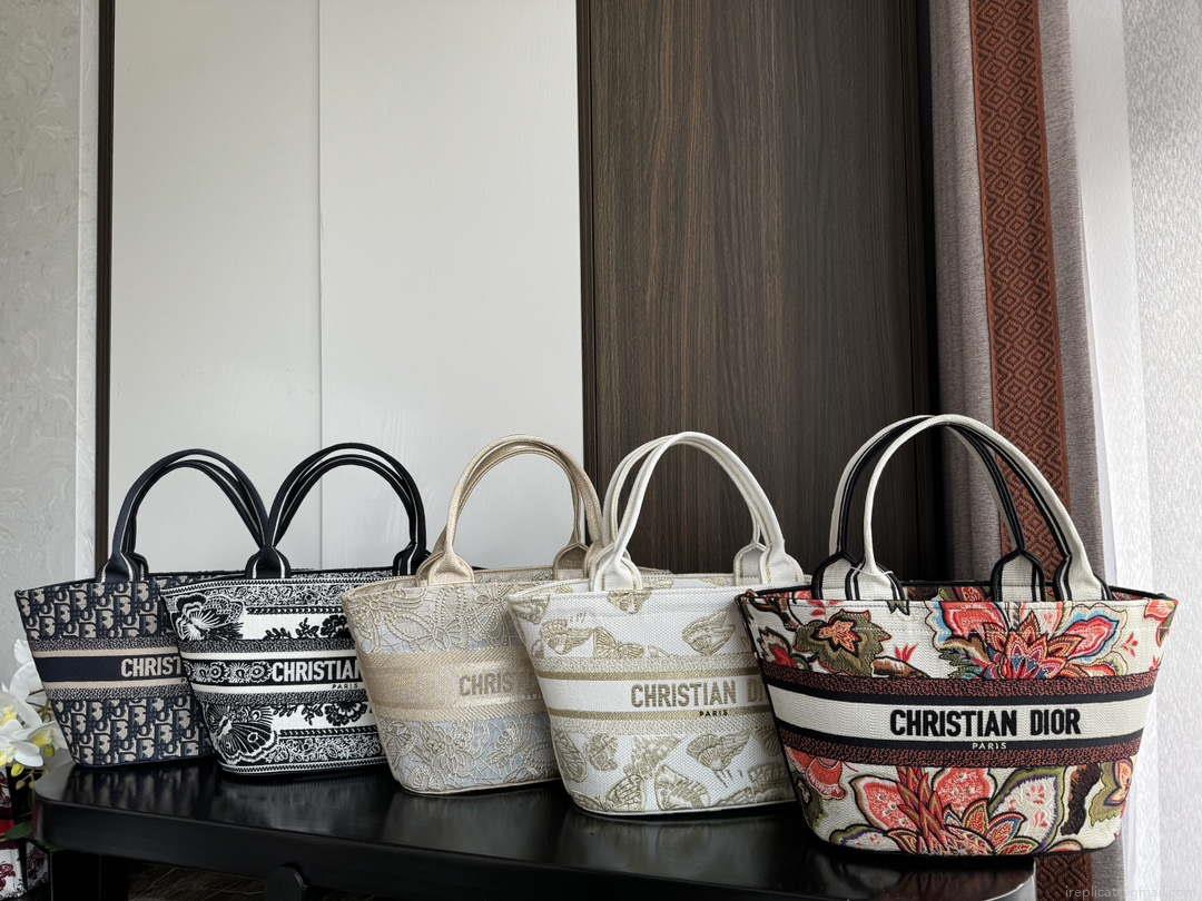 Dior M1328 Hat Basket Bag Red Le Coeur des Papillons Embroider