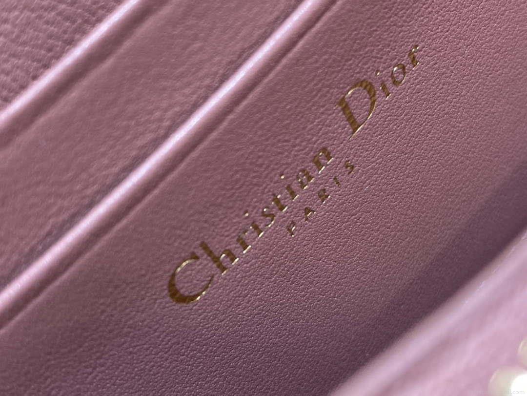 Dior S0011 Lady Dior Zipper Card Holder Medium Pink Cannage Lambskin