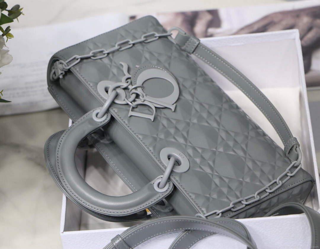 Dior M0540 Lady D-joy Calfskin Bag Gray