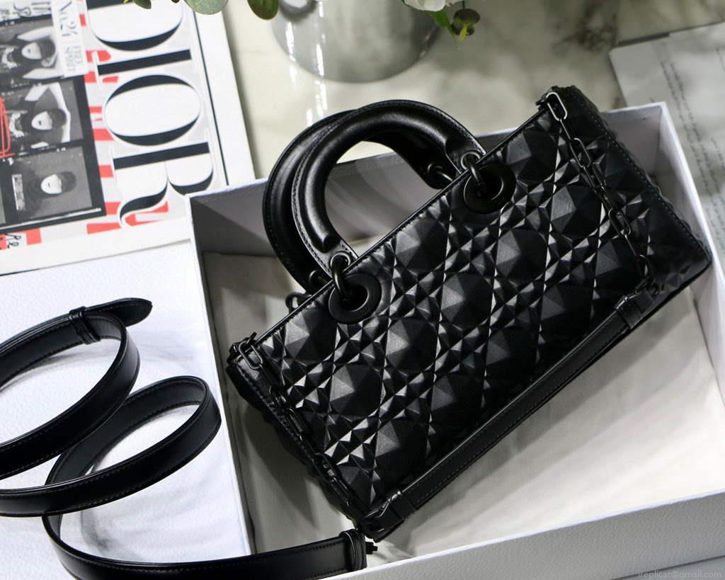 Dior M0540 Lady D-joy Bag Black Cannage Calfskin with Diamond Motif