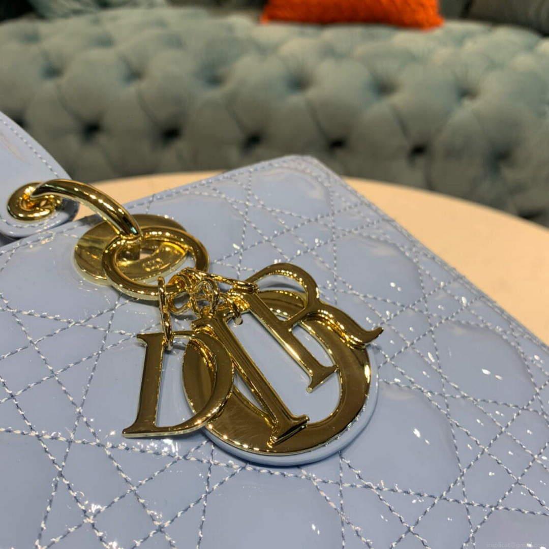 Dior M0566 Large Lady Dior Cannage Calfskin Bag Blue
