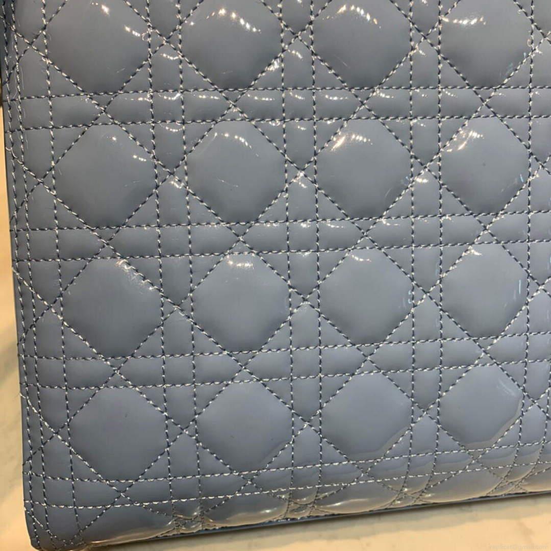 Dior M0566 Large Lady Dior Cannage Calfskin Bag Blue