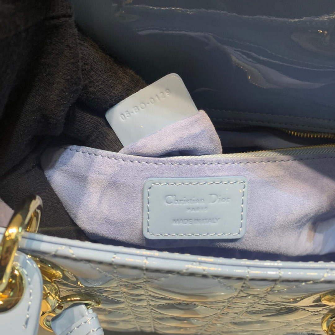 Dior M0566 Large Lady Dior Cannage Calfskin Bag Blue