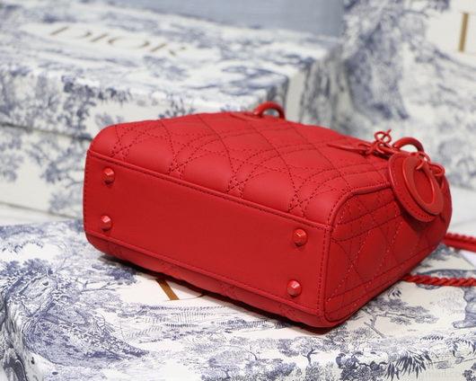 Dior M0505 Mini Dior Lady Bag Red Cannage Lambskin
