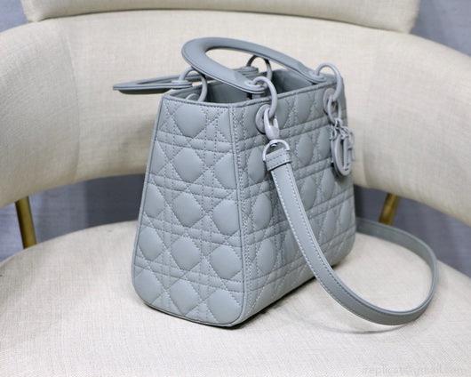 Dior M0565 Medium Lady Dior Cannage Calfskin Bag Grey