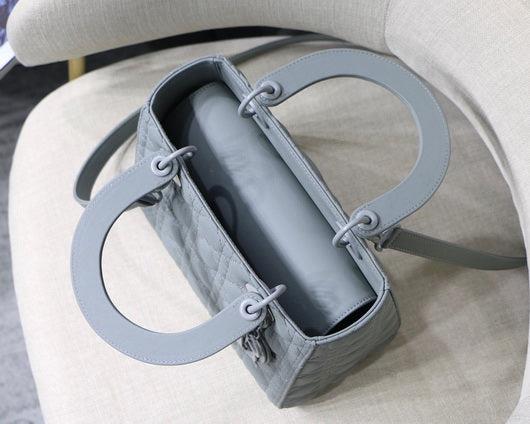 Dior M0565 Medium Lady Dior Cannage Calfskin Bag Grey