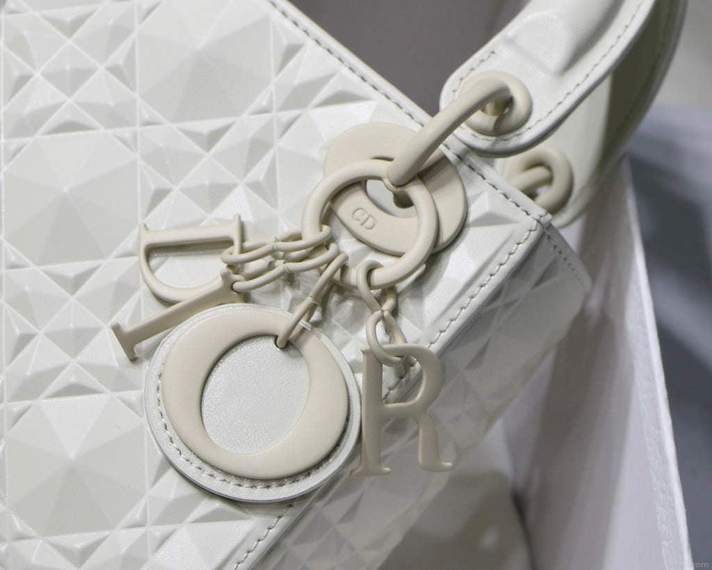 Dior M0505 Mini Dior Lady Bag White Cannage Calfskin with Diamond Motif