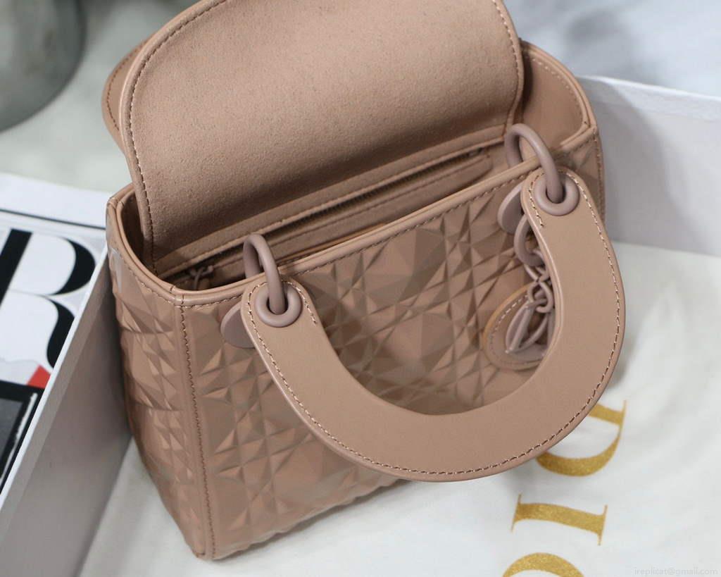 Dior M0505 Mini Dior Lady Bag Nude Cannage Calfskin with Diamond Motif