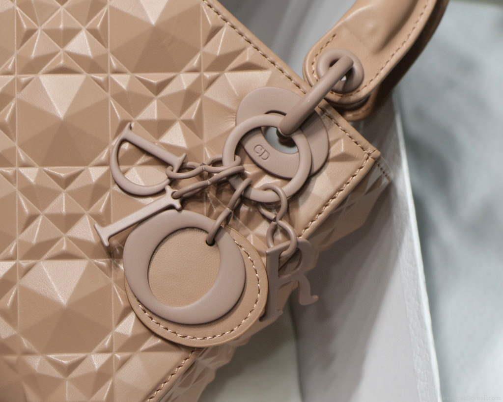 Dior M0505 Mini Dior Lady Bag Nude Cannage Calfskin with Diamond Motif