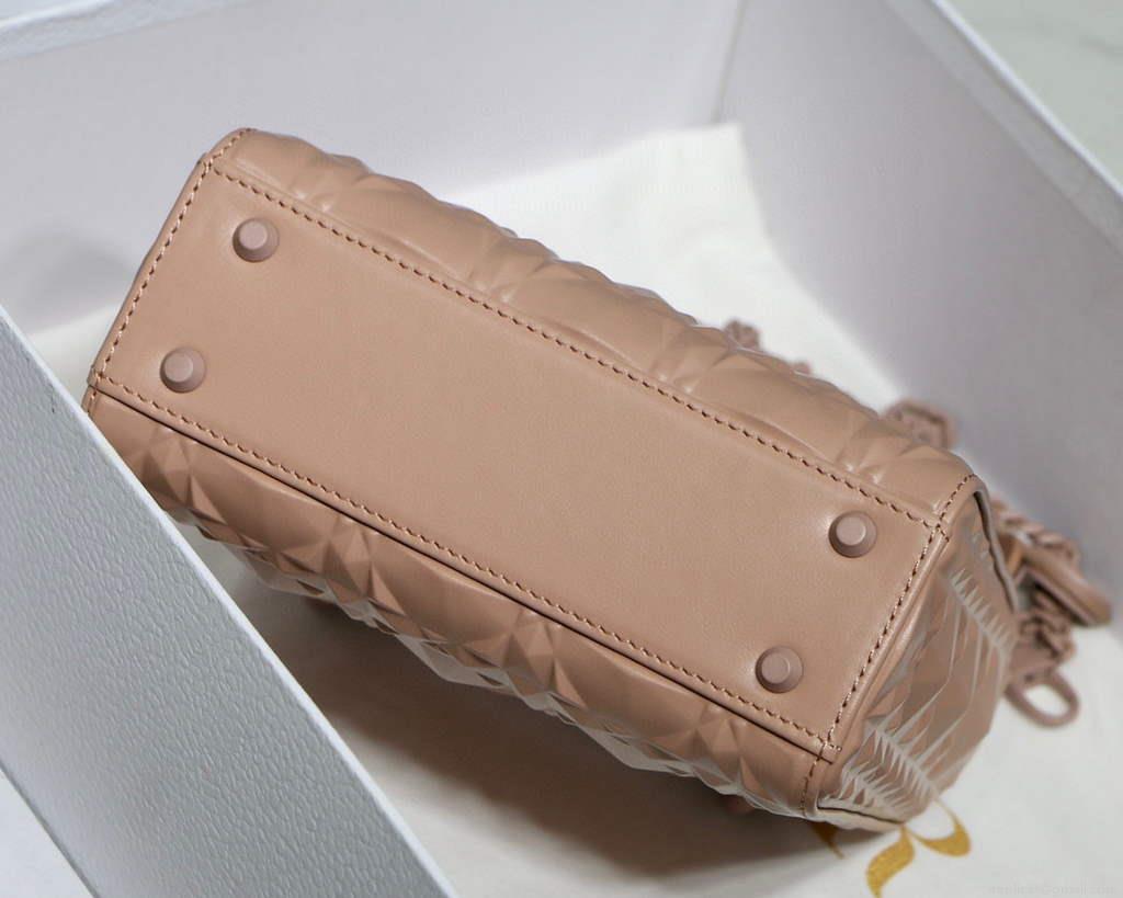 Dior M0505 Mini Dior Lady Bag Nude Cannage Calfskin with Diamond Motif