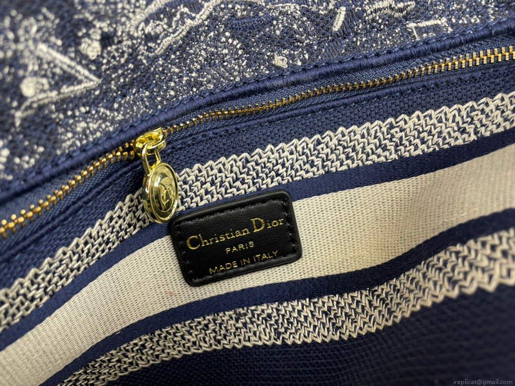 Dior M0565 Medium Lady D-Life Bag Blue Toile de Jouy Reverse Embroidery