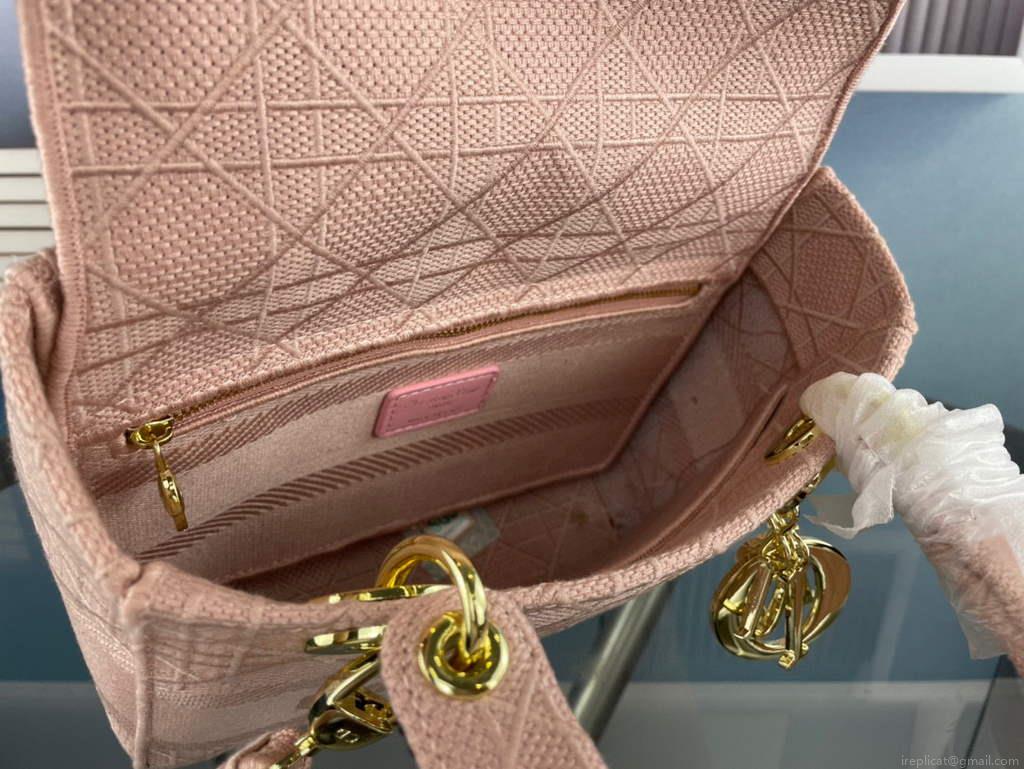 Dior M0565 Medium Lady D-Life Bag Cannage Embroidery Rosewood