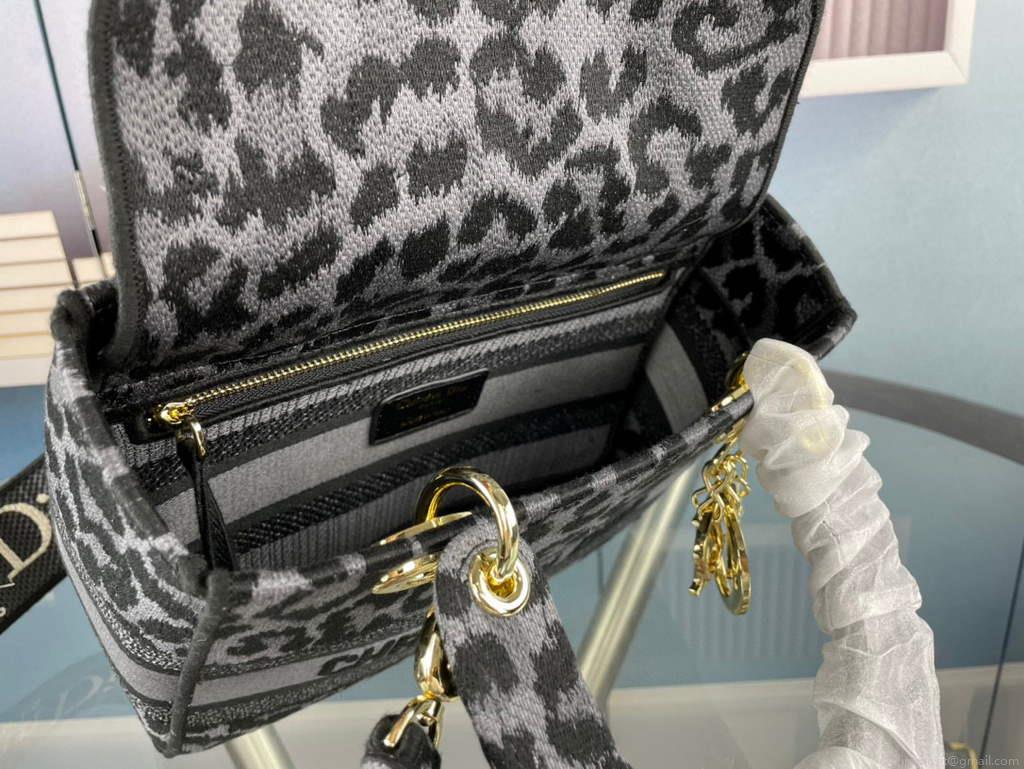Dior M0565 Medium Lady D-Life Bag Mizza Embroidery Blue and Black
