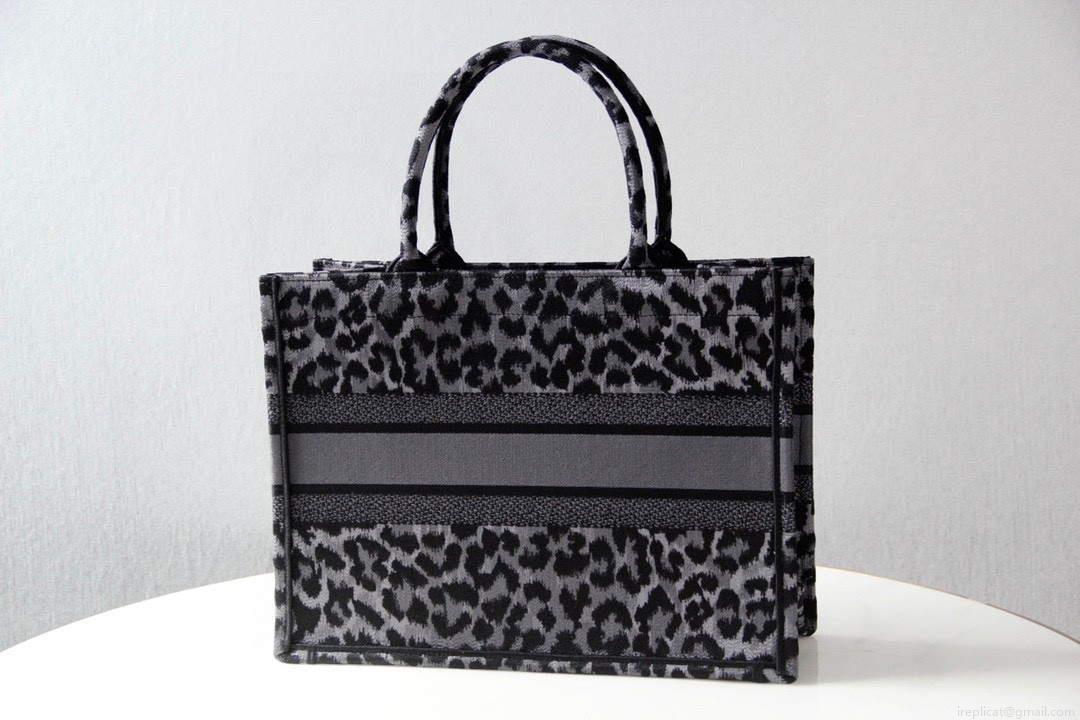 Dior M1296 Dior Small Book Tote Grey Multicolor Mizza Embroidery