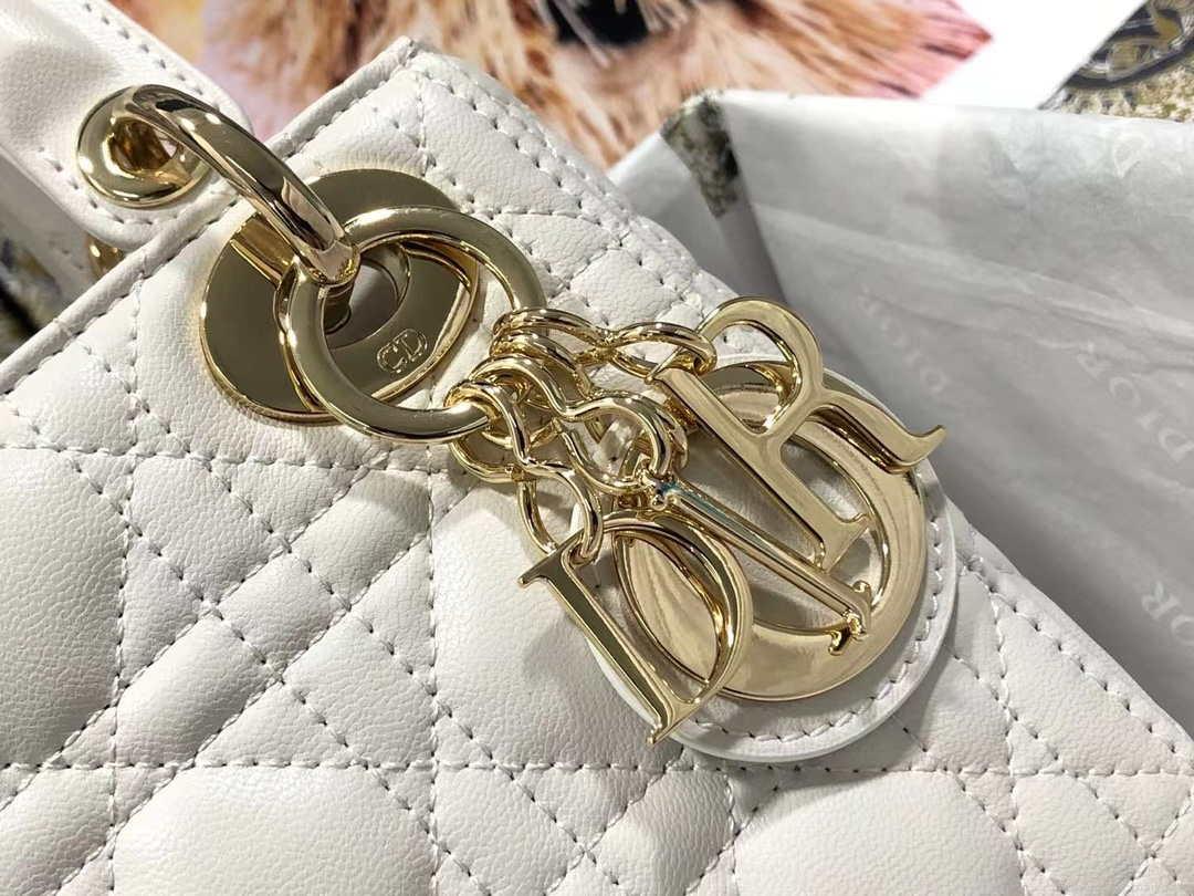 Dior M0505 Mini Dior Lady Bag White Cannage lambskin Gold