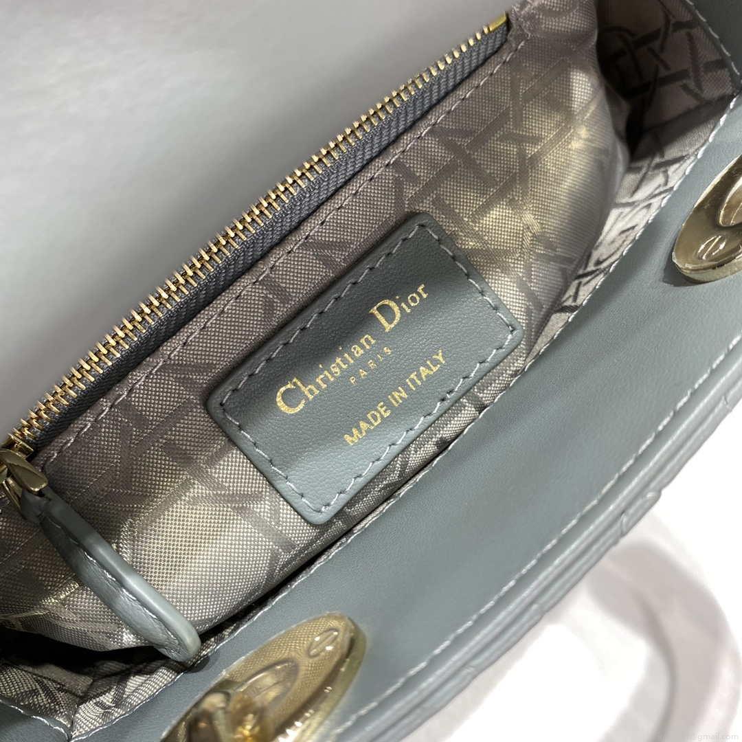 Dior M0505 Mini Dior Lady Bag Light Blue Cannage lambskin Gold