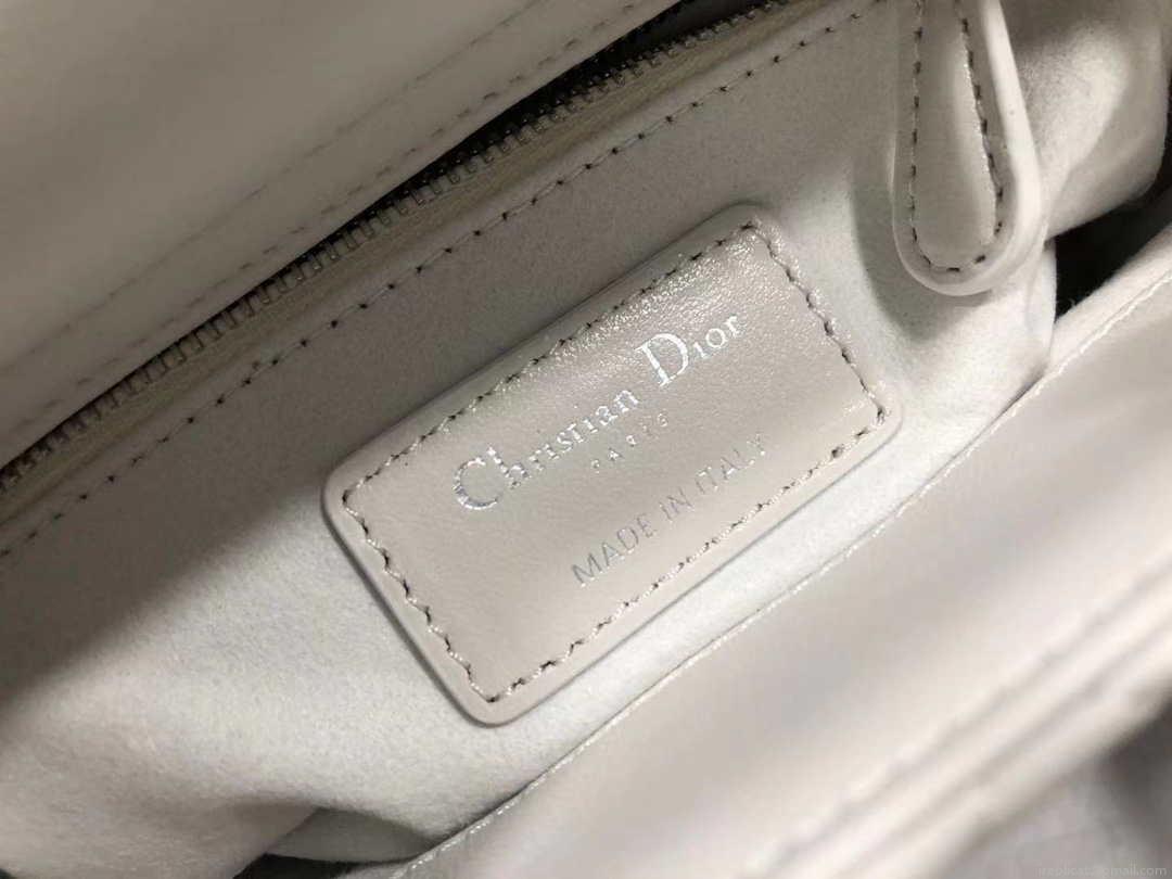 Dior M0505 Mini Dior Lady Bag White Cannage lambskin Sliver