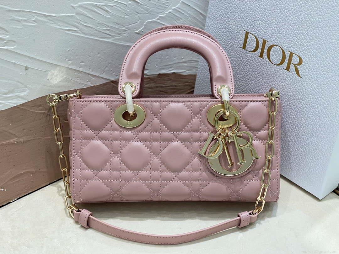 Dior M0613 Small Lady D-joy Bag Pink Cannage Lambskin