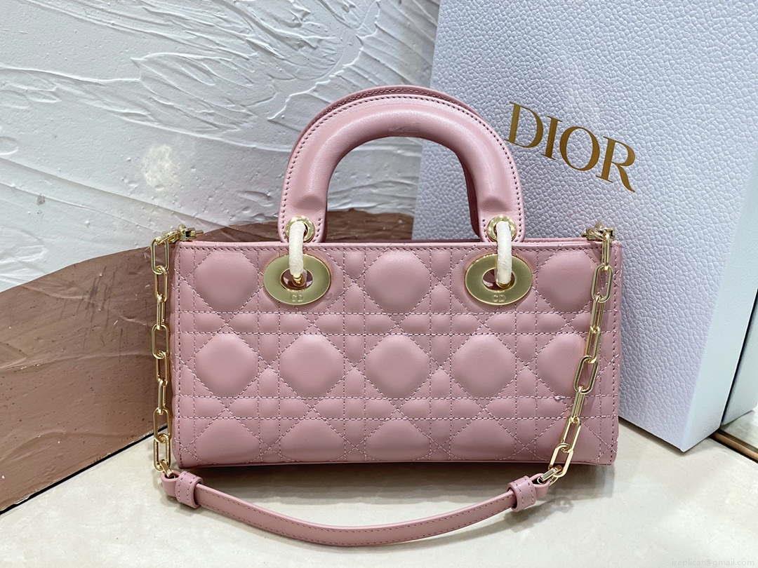 Dior M0613 Small Lady D-joy Bag Pink Cannage Lambskin