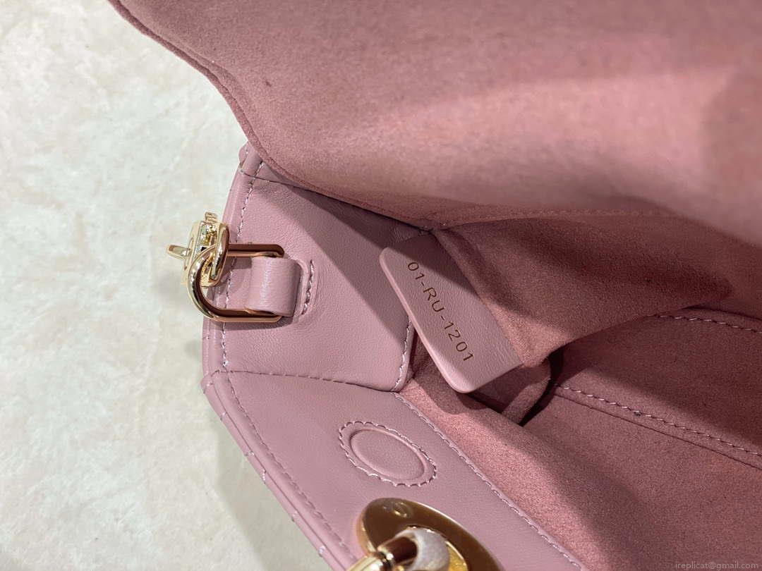 Dior M0613 Small Lady D-joy Bag Pink Cannage Lambskin