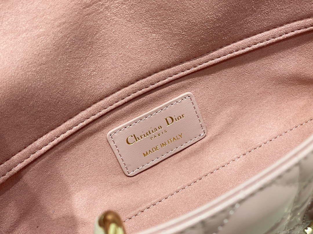 Dior M0613 Small Lady D-joy Bag Pink Cannage Lambskin