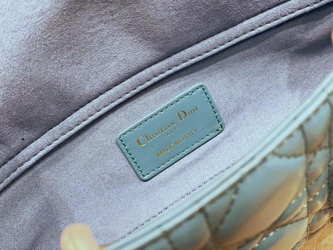 Dior M0613 Small Lady D-joy Bag Blue Cannage Lambskin