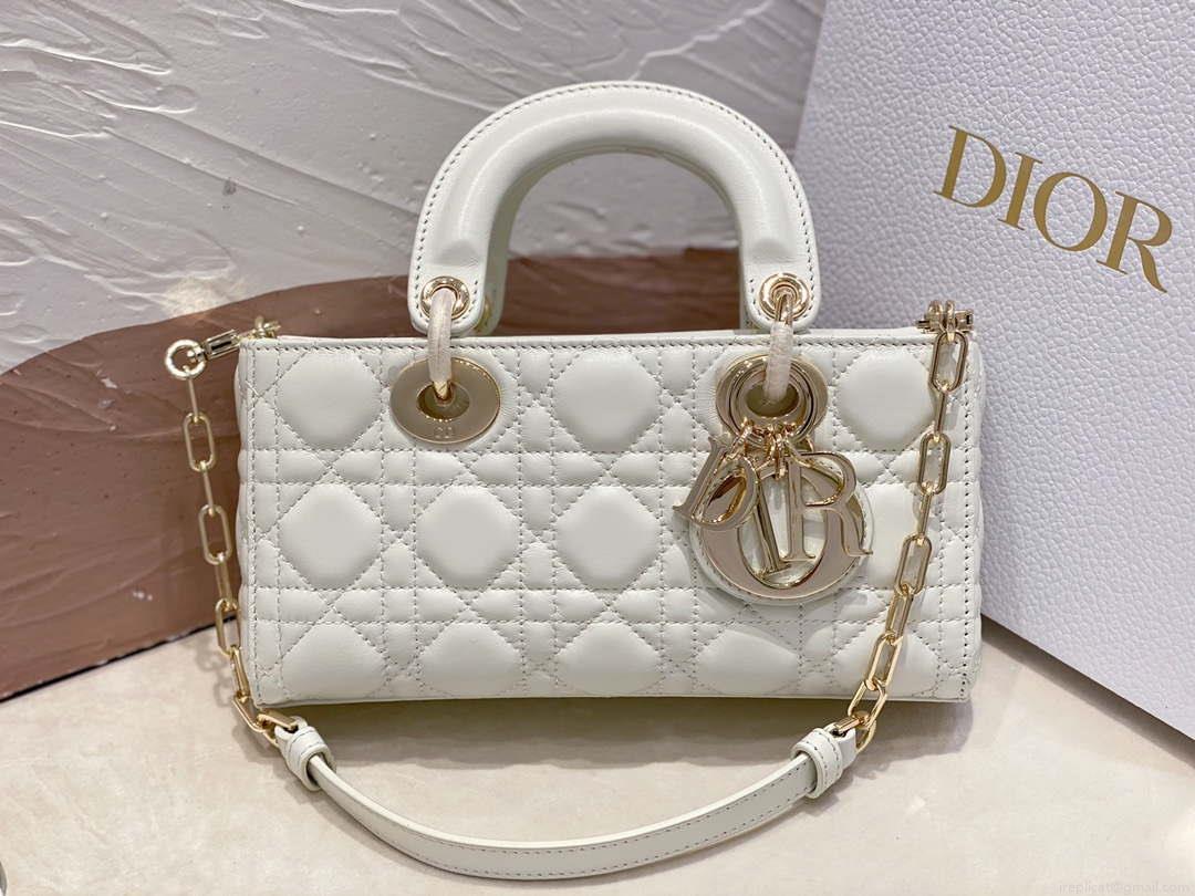 Dior M0613 Small Lady D-joy Bag White Cannage Lambskin