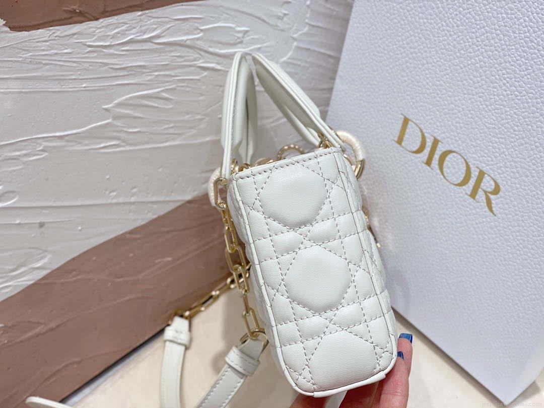 Dior M0613 Small Lady D-joy Bag White Cannage Lambskin