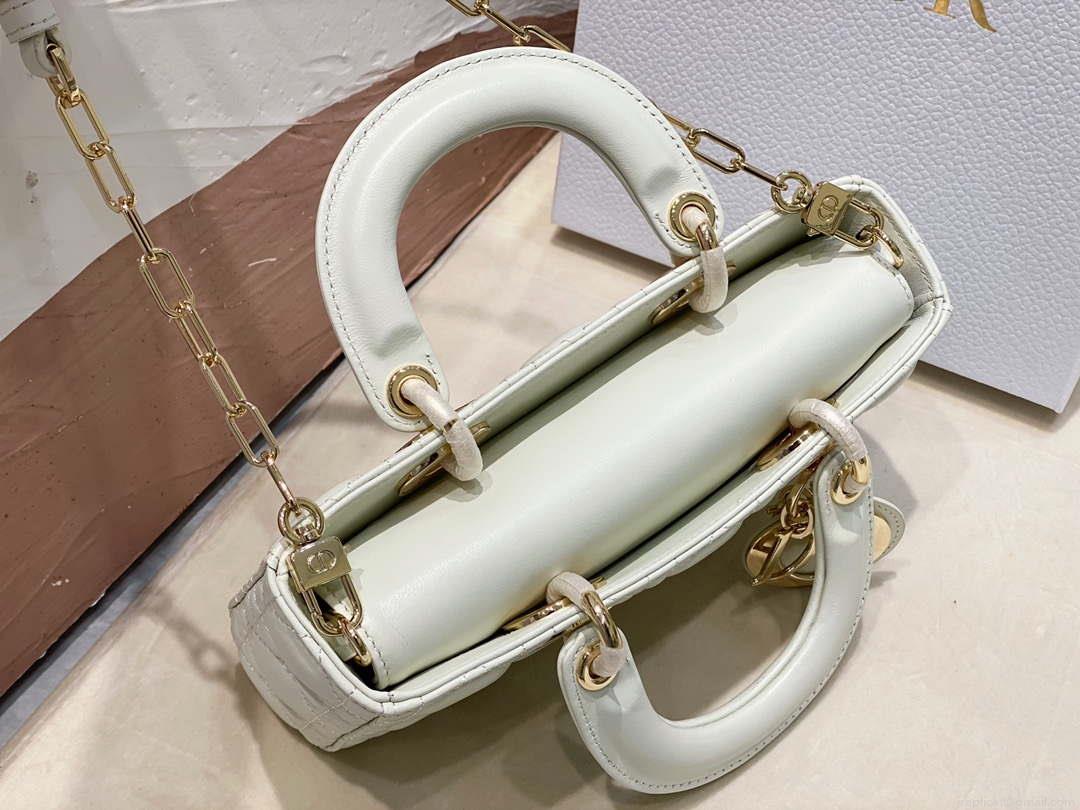 Dior M0613 Small Lady D-joy Bag White Cannage Lambskin