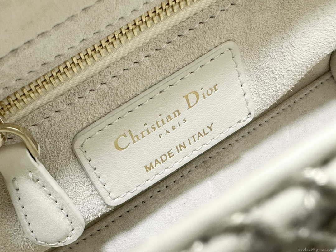 Dior M0505 Mini Dior Lady Bag White Embroidered white resin beads