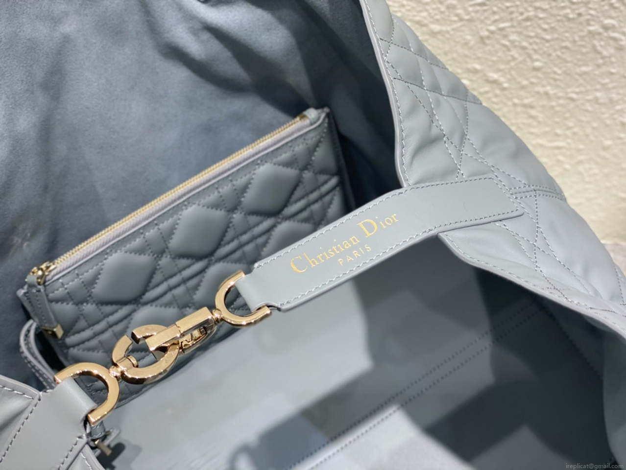 Dior M2820 Large Dior Toujours Bag Blue Macrocannage Calfskin