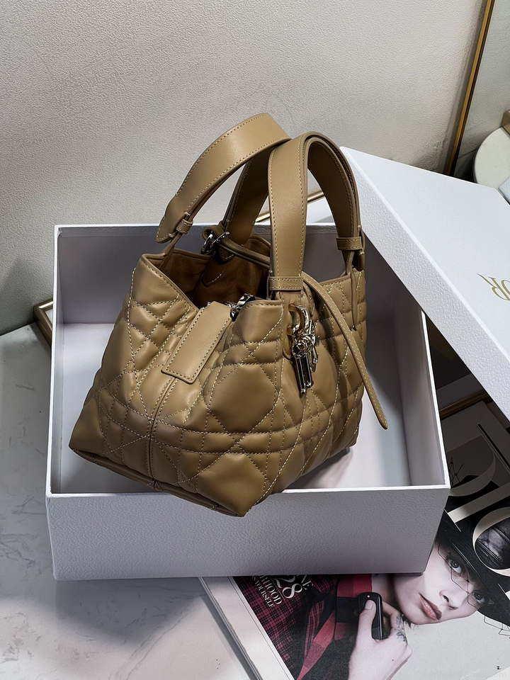 Dior M2822 Small Dior Toujours Bag Apricot Macrocannage Calfskin