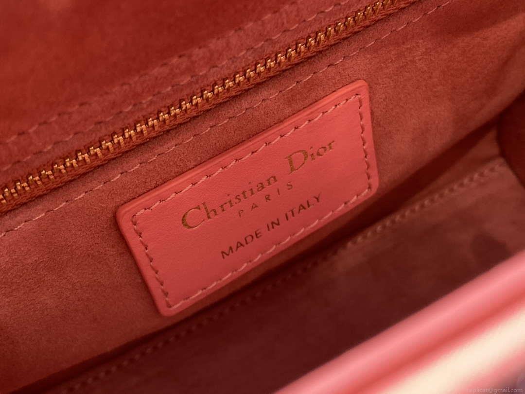 Dior M0505 Mini Lady Bag Metallic Cannage Lambskin Limited Edition Heavy Industry Beads Red