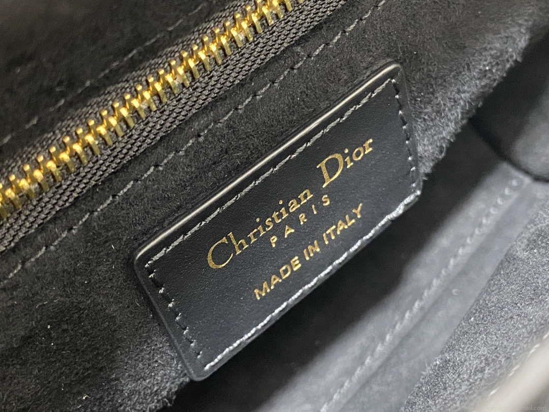 Dior M0505 Mini Lady Bag Metallic Cannage Lambskin Limited Edition Heavy Industry Beads Black