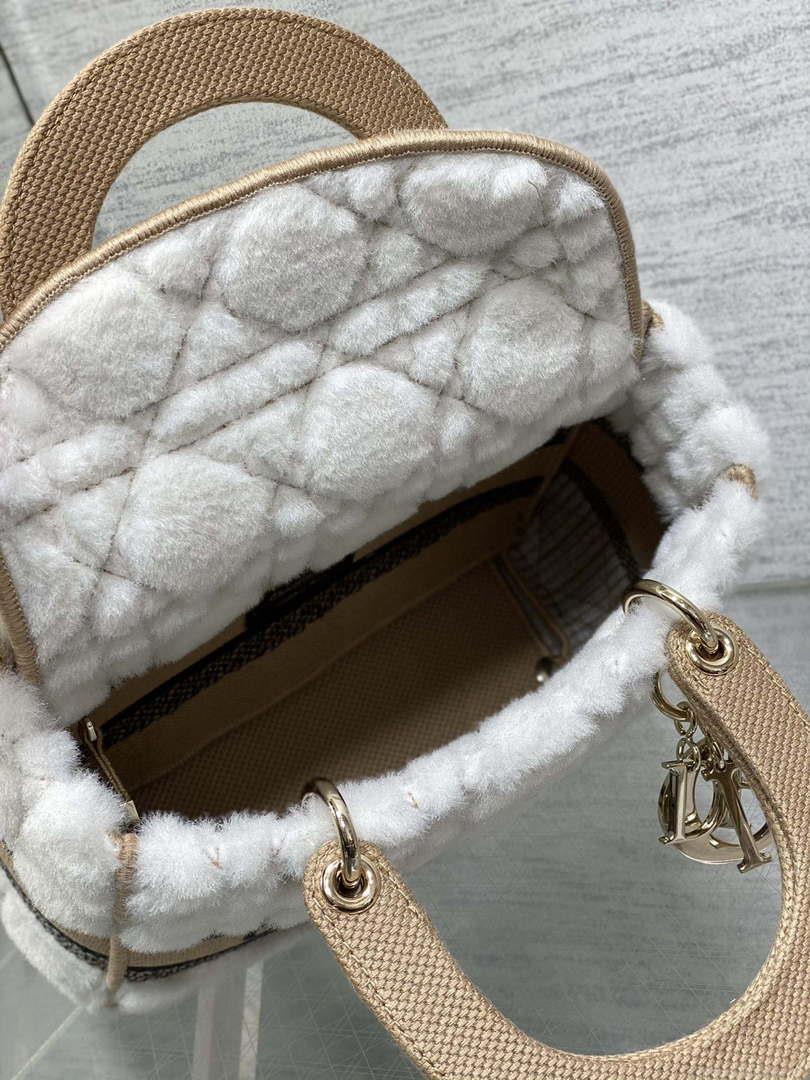Dior M0565 Medium Lady D-Lite Wool Beige with Blue M1036