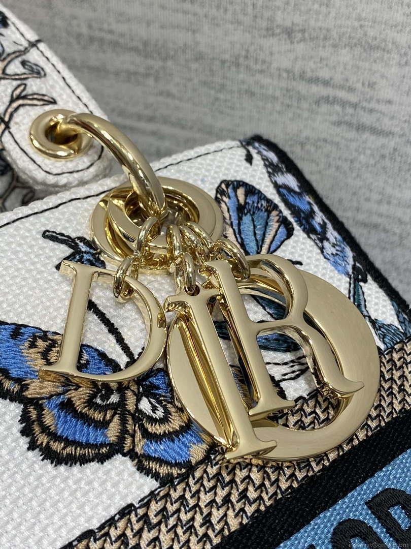 Dior M0565 Medium Lady D-Lite White and Pastel Midnight Blue Toile de Jouy Mexico M1039