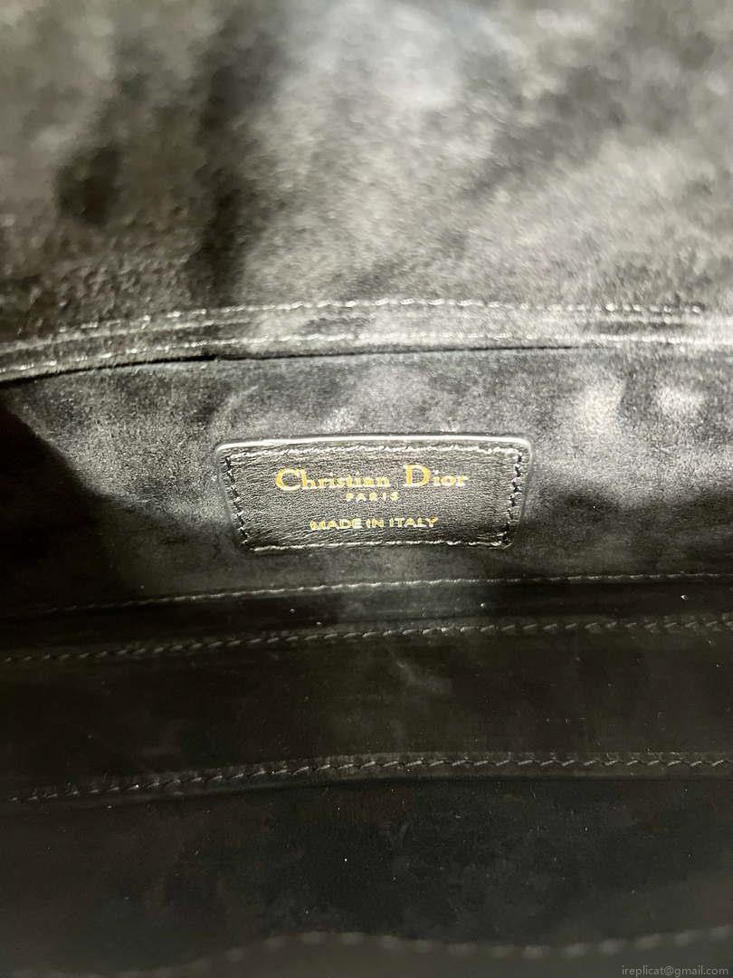 Dior M0613 Small Lady D-joy Bag Black Cannage Lambskin with Gold-Finish Butterfly Studs