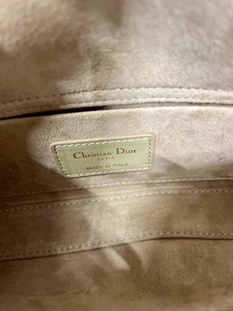 Dior M0613 Small Lady D-joy Bag Green Cannage Lambskin with Gold-Finish Butterfly Studs