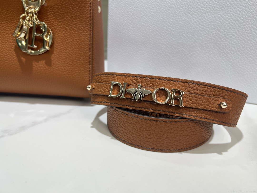 Dior M1151 Small Lady D-Sire My ABCDior Bag Dark Brandy Bull Leather