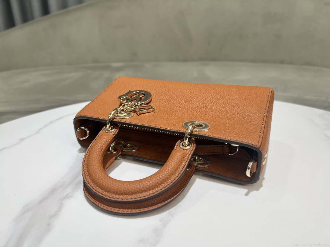 Dior M1151 Small Lady D-Sire My ABCDior Bag Dark Brandy Bull Leather