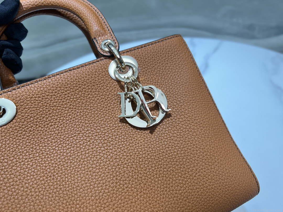 Dior M1151 Medium Lady D-Sire My ABCDior Bag Dark Brandy Bull Leather