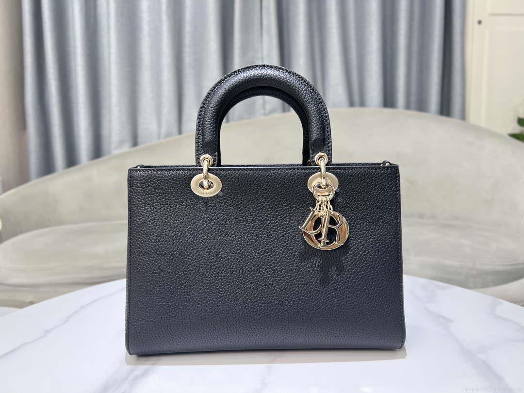 Dior Medium Lady D-Sire My ABCDior Bag M1151 Black Bull Leather