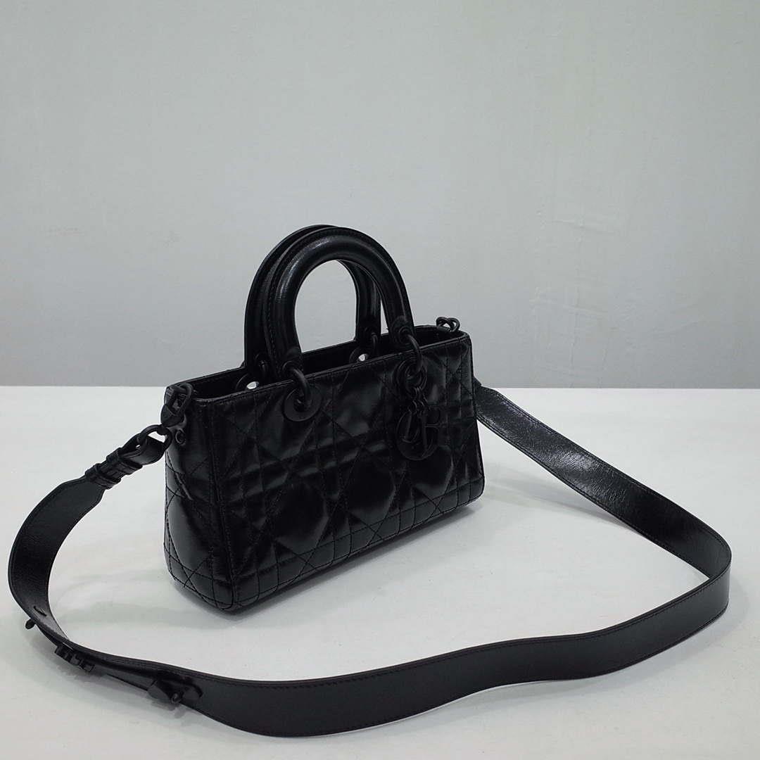 Dior M1151 Small Lady D-Sire My ABCDior Bag Black Macrocannage Crinkled Calfskin