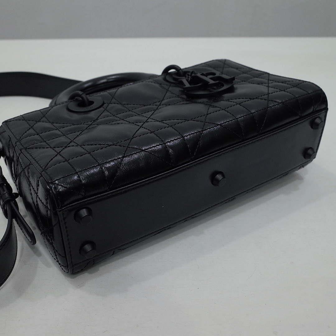 Dior M1151 Small Lady D-Sire My ABCDior Bag Black Macrocannage Crinkled Calfskin