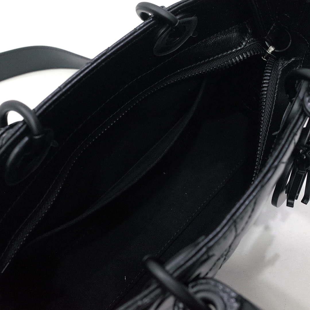 Dior M1151 Small Lady D-Sire My ABCDior Bag Black Macrocannage Crinkled Calfskin