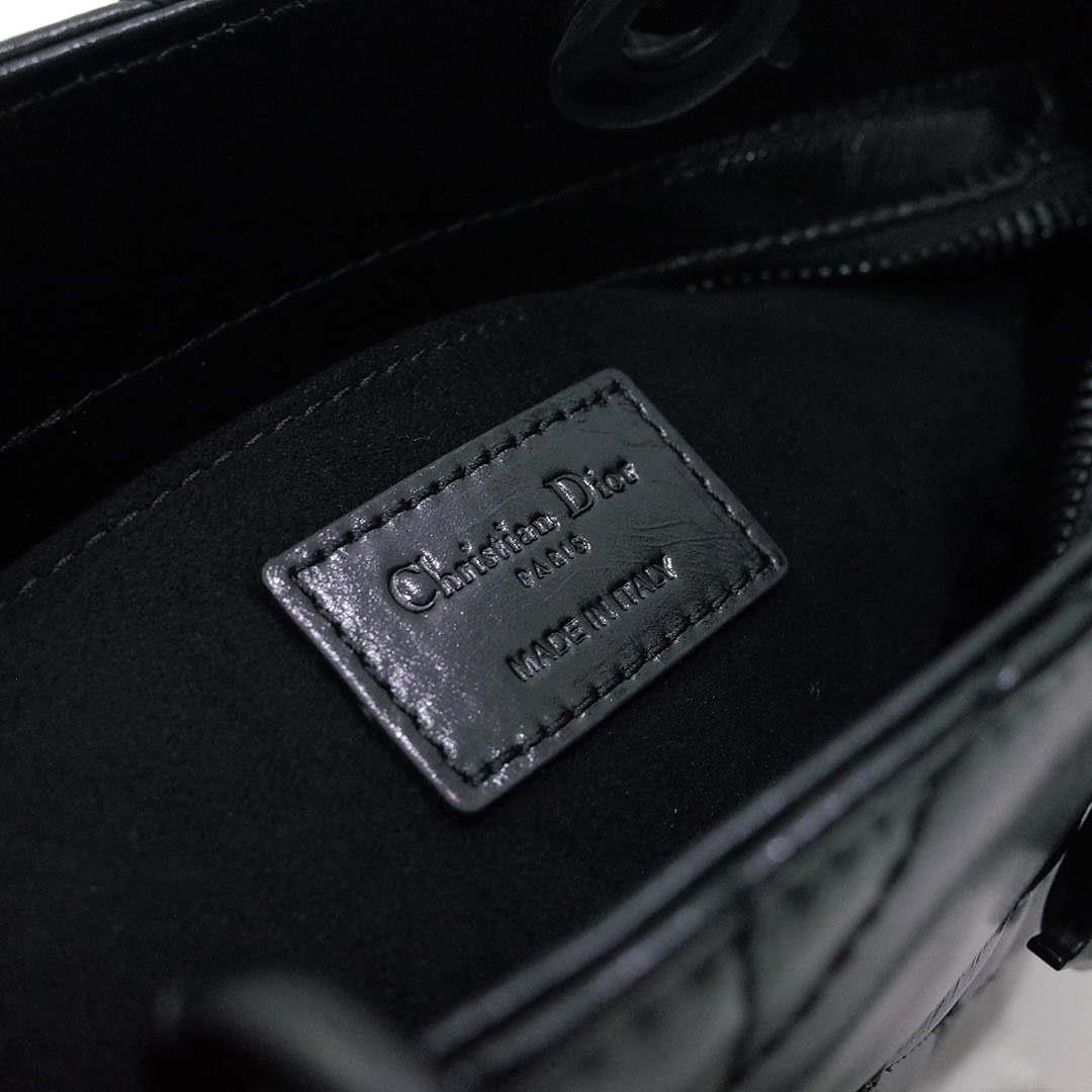Dior M1151 Small Lady D-Sire My ABCDior Bag Black Macrocannage Crinkled Calfskin