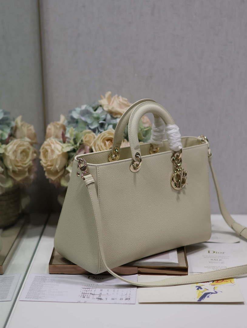 Dior M1152 Large Lady D-Sire My ABCDior Bag Beige Bull Leather